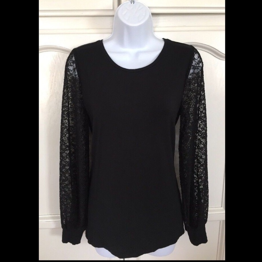 Ralph Lauren Floral Lace Long Sleeve Top Black Size Small